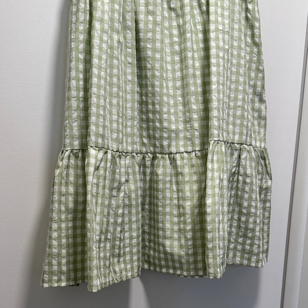 Light Green Gingham Tiered Sundress - Picture 8 of 10